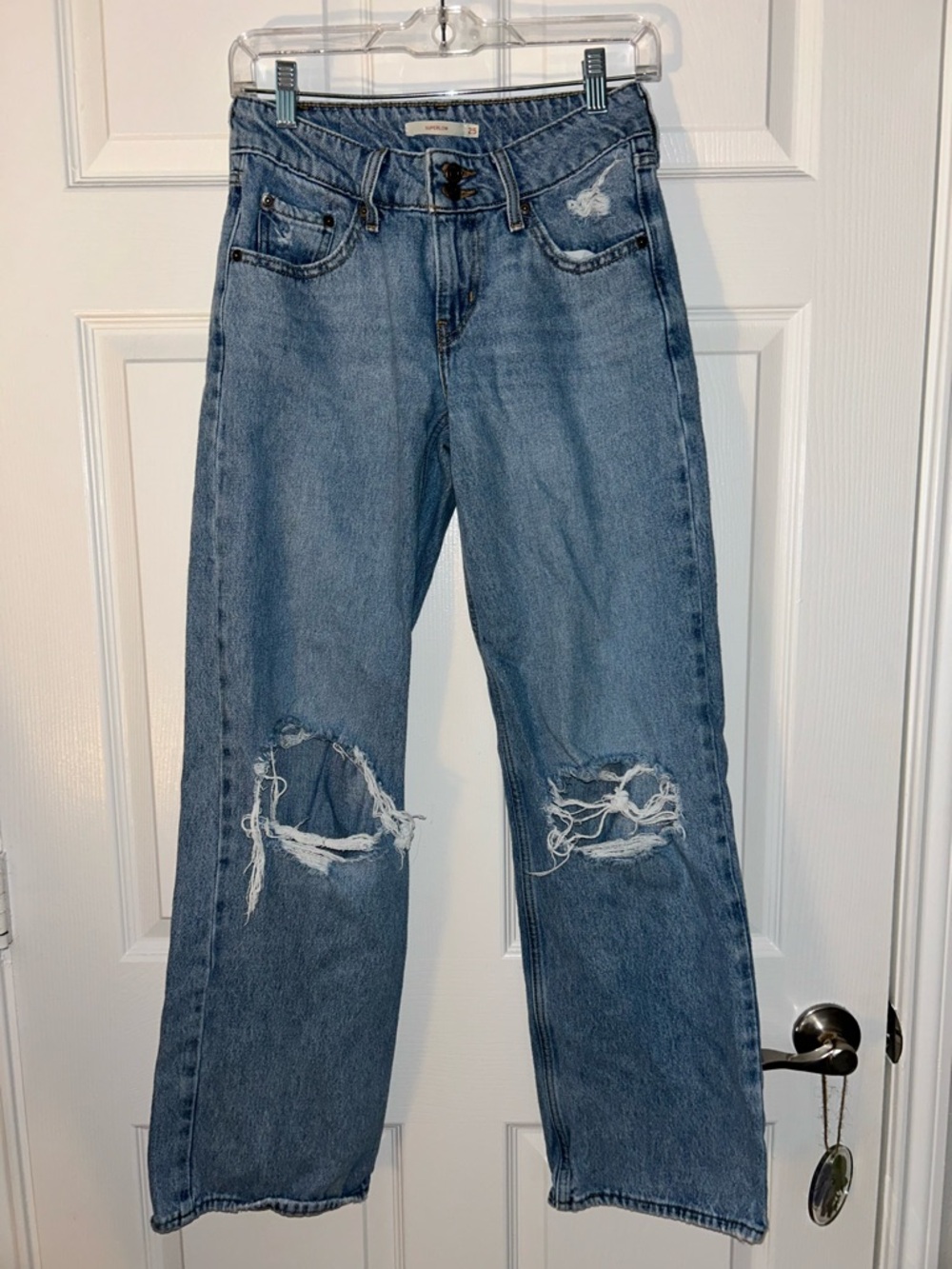 Levi's Distressed Light Blue Wide Leg Jeans